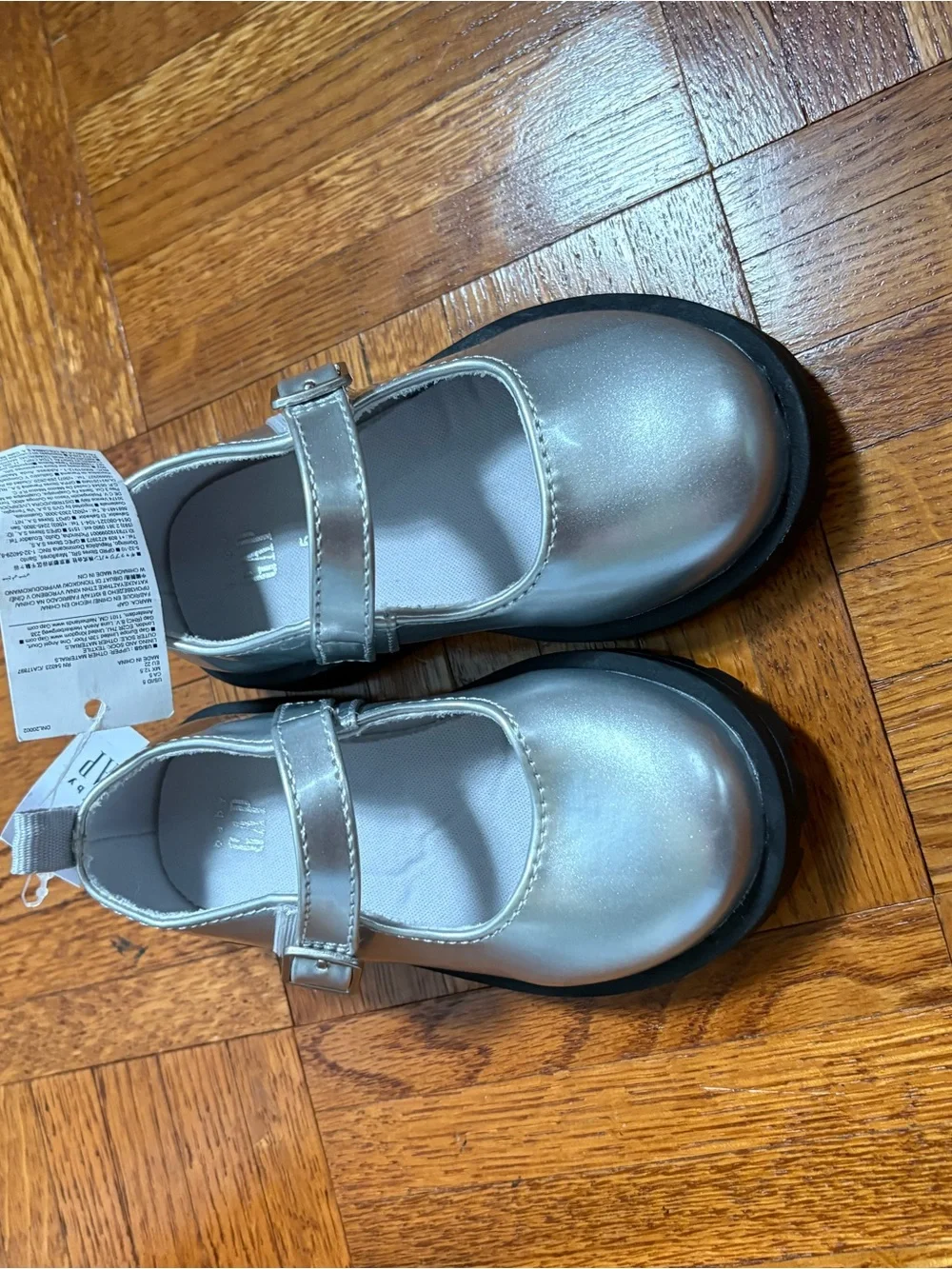 GAP Toddler Metallic Silver Mary Jane Shoes